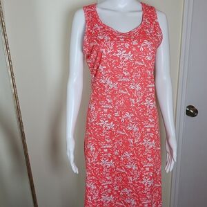 Columbia Coral and White Printed Sleeveless Dress